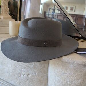 rag & bone Gray Zoe Fedora with Suede Band
